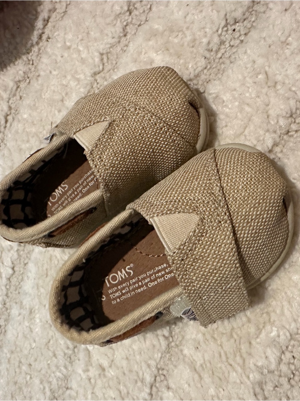 TOMS Kids Tan Canvas Slip-On Shoes